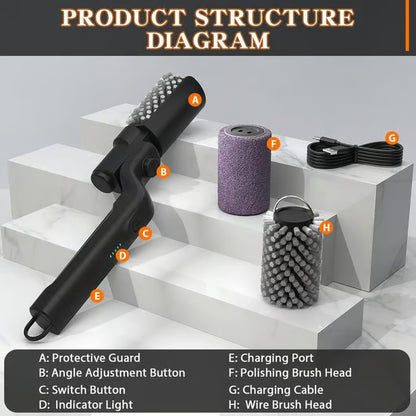 🔥Electric BBQ Grill Brush Cordless and Rechargeable Stainless Steel Bristles,Two Cleaning Brushes,Adjustable Angle